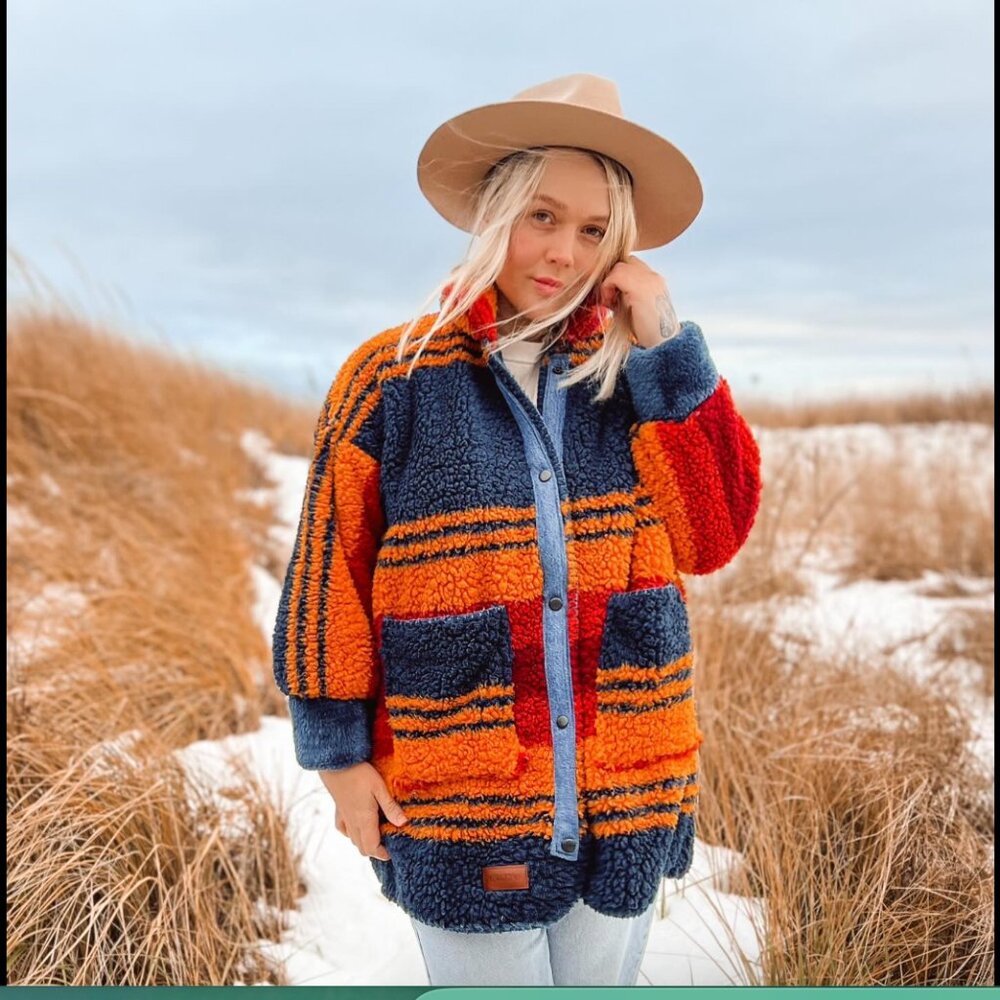 Handmade Pendleton Sherpa Blanket Jacket S-XL